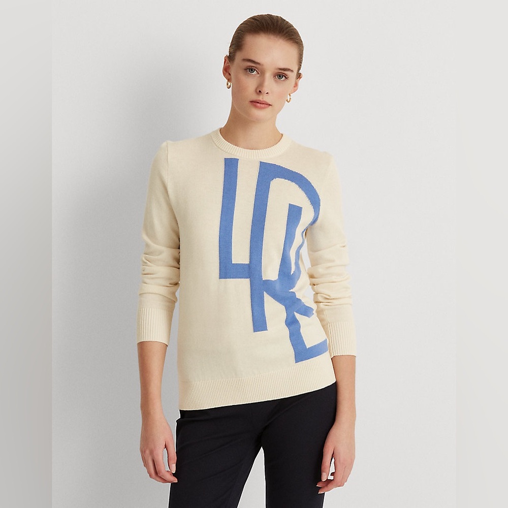 Lauren Ralph Lauren “LRL” Front Logo Cream Sweater Women’s Size XL - Picture 2 of 10